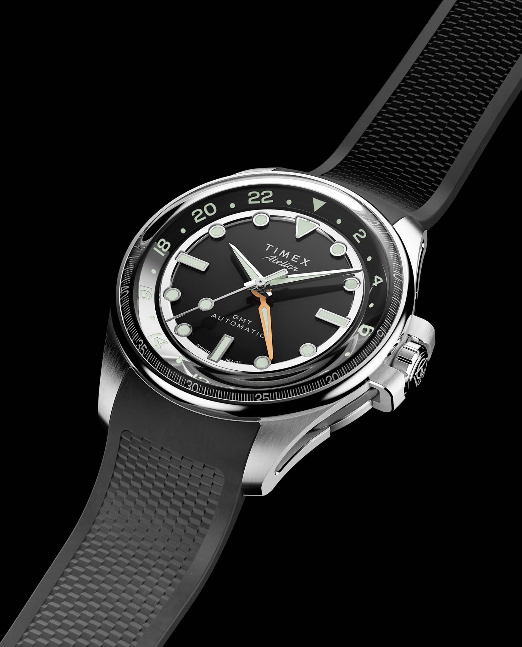 In-line-Timex Atelier GMT24 M1a Swiss Made Automatic GMT 40mm NBR Synthetic Rubber Strap