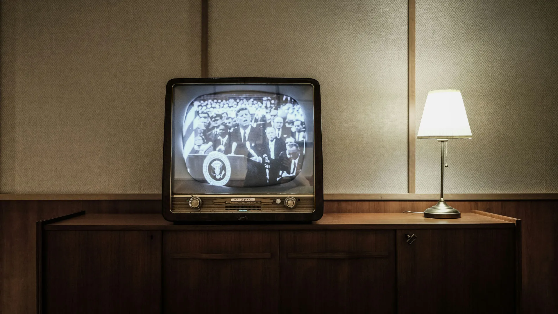 jfk on television in black and white