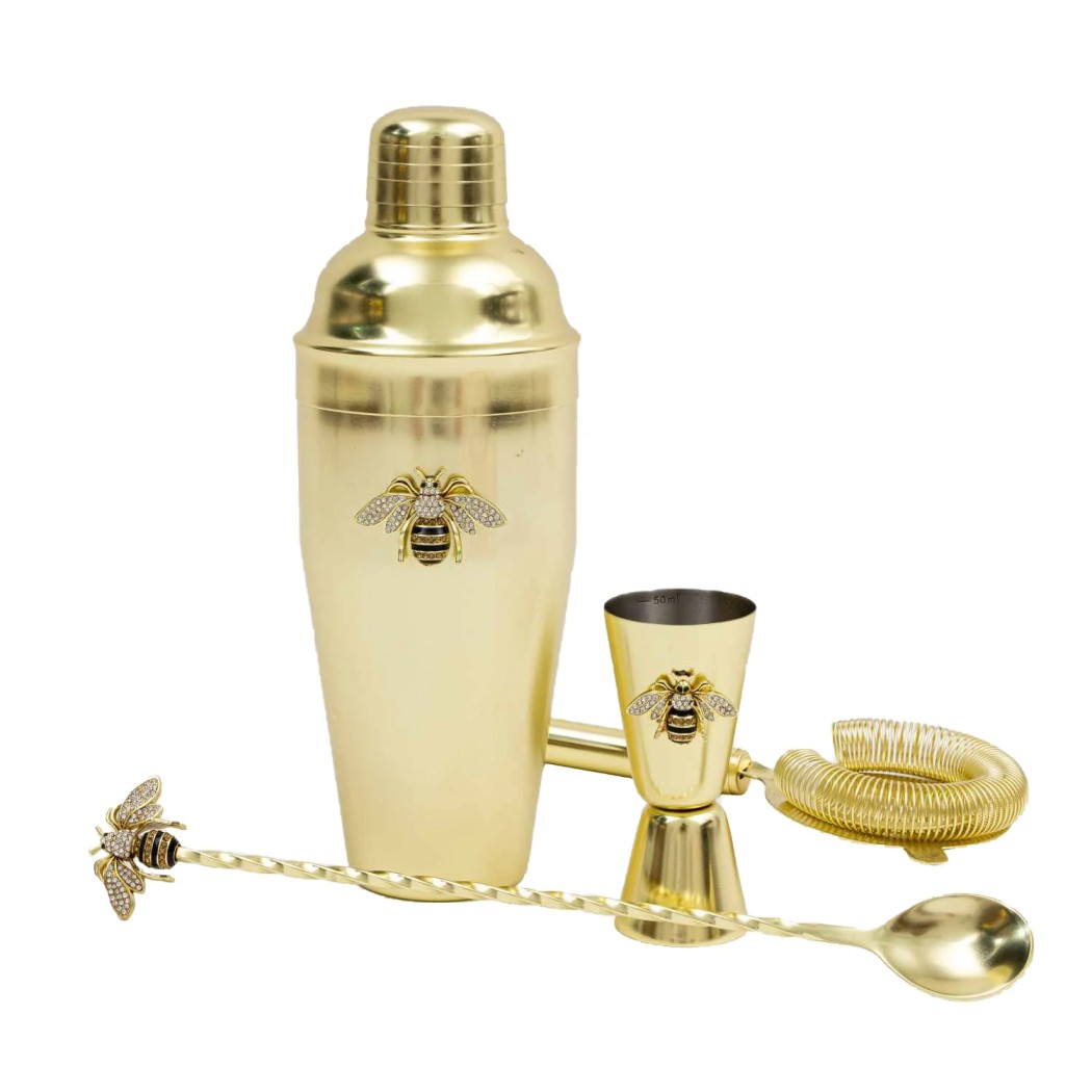 Plate & Peonie Stripey Bee Cocktail Shaker Set