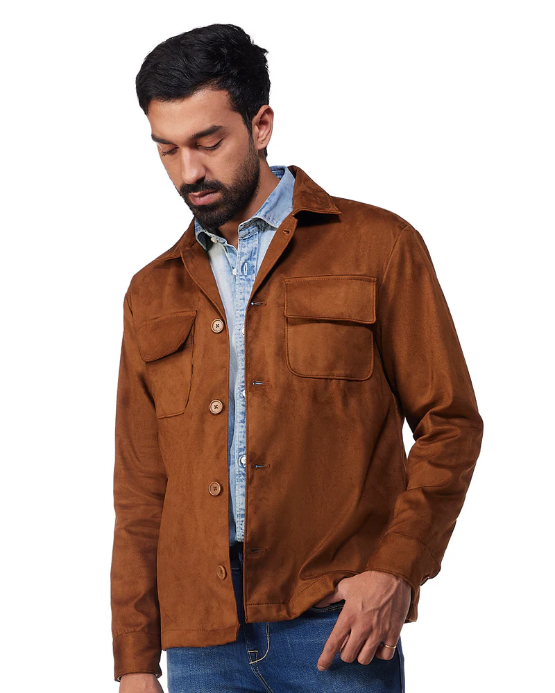Bombay Shirt Company Stretch Suede Shacket