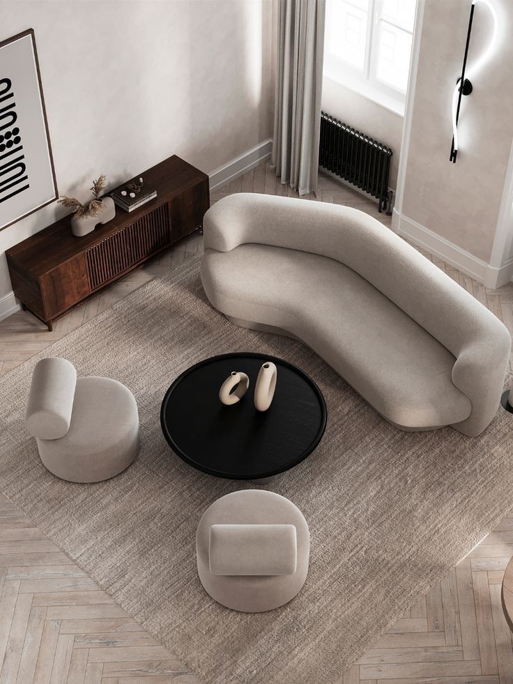 Curved Sofa Living Room Layout Modern