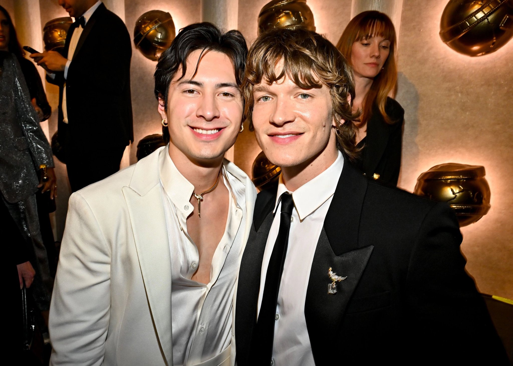 Hudson Williams and Connor Storrie at the Golden Globes 2026