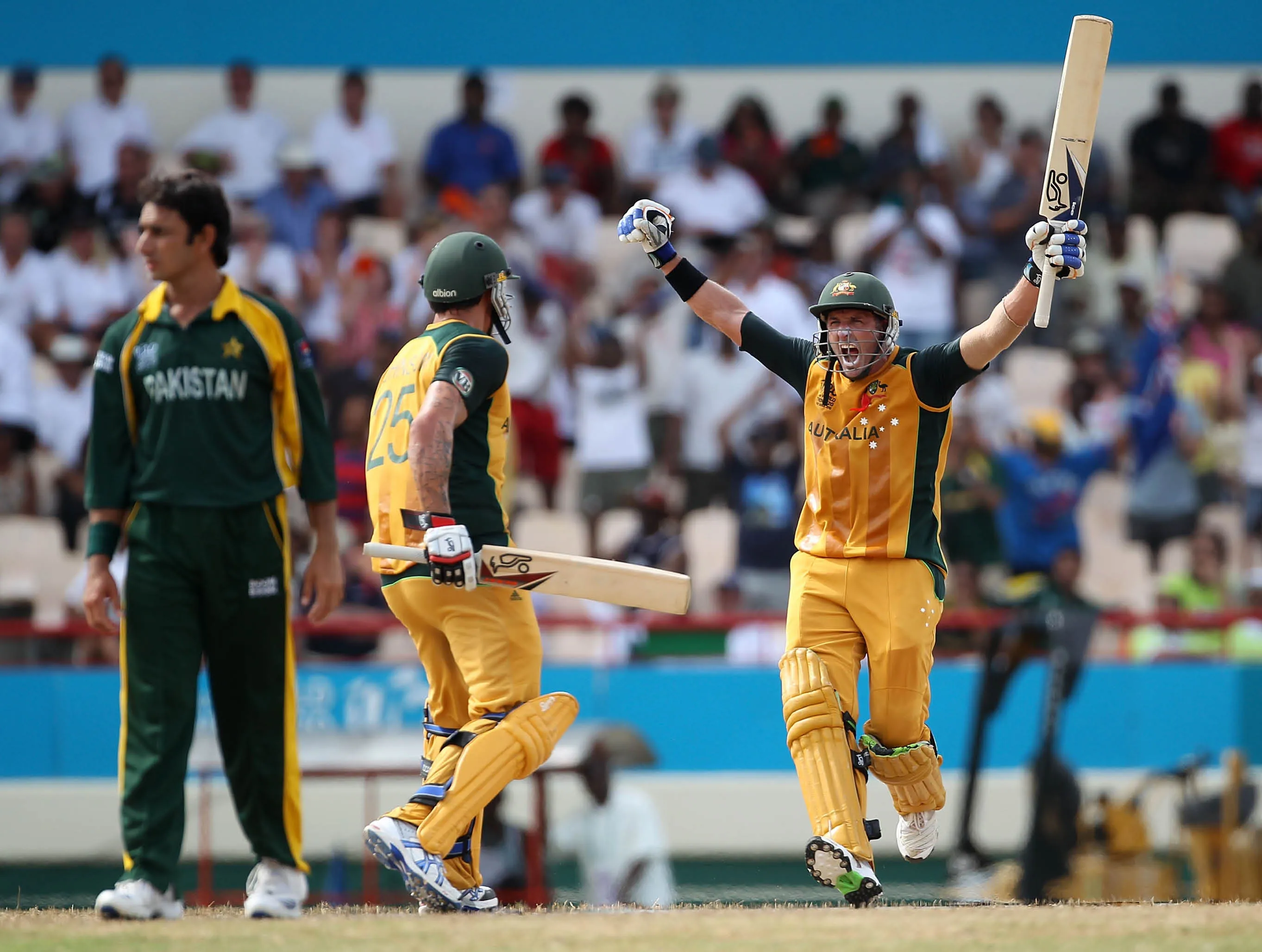 Mike Hussey takes out Saeed Ajmal