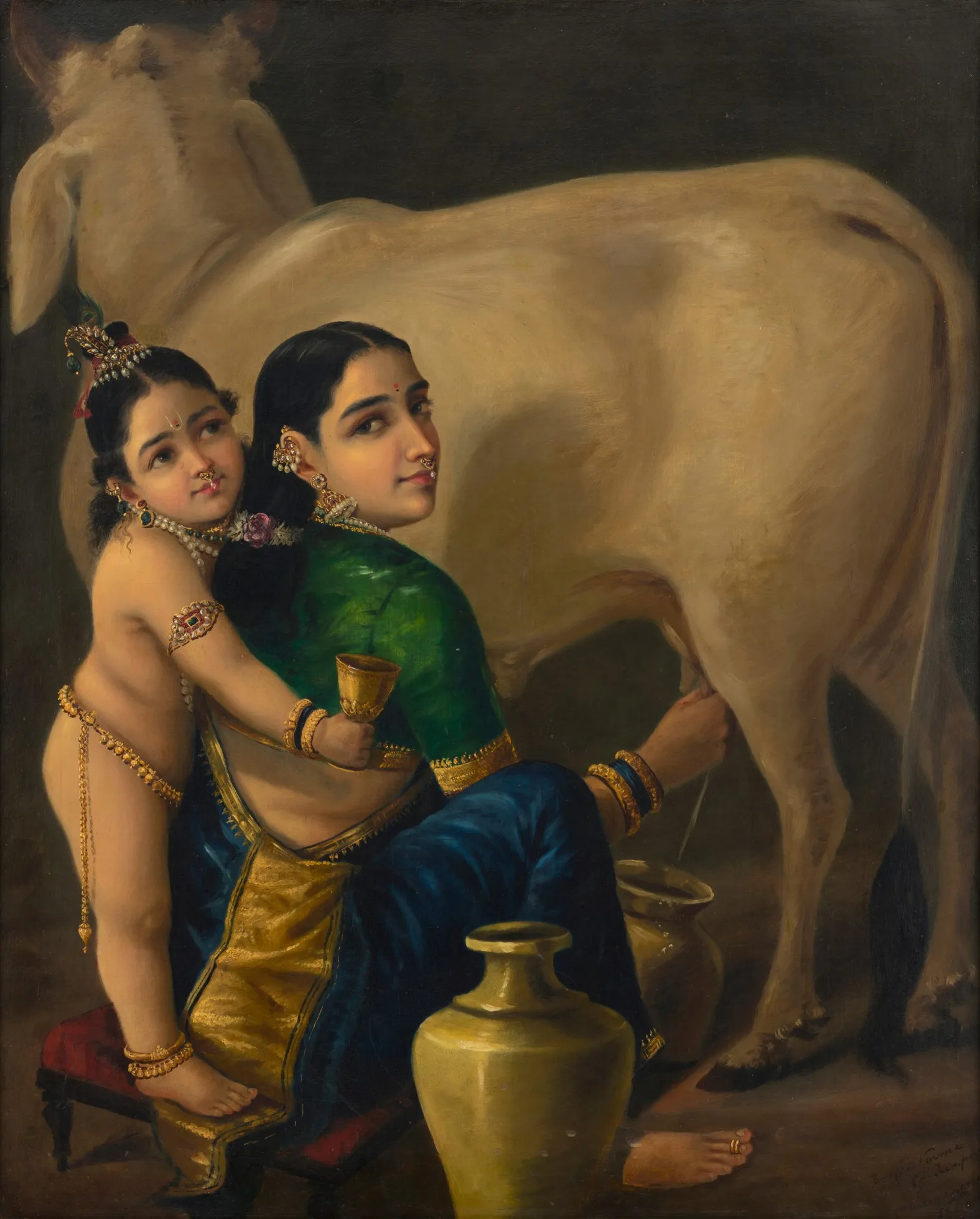 Raja Ravi Varma - Yashoda and Krishna - Lot 13